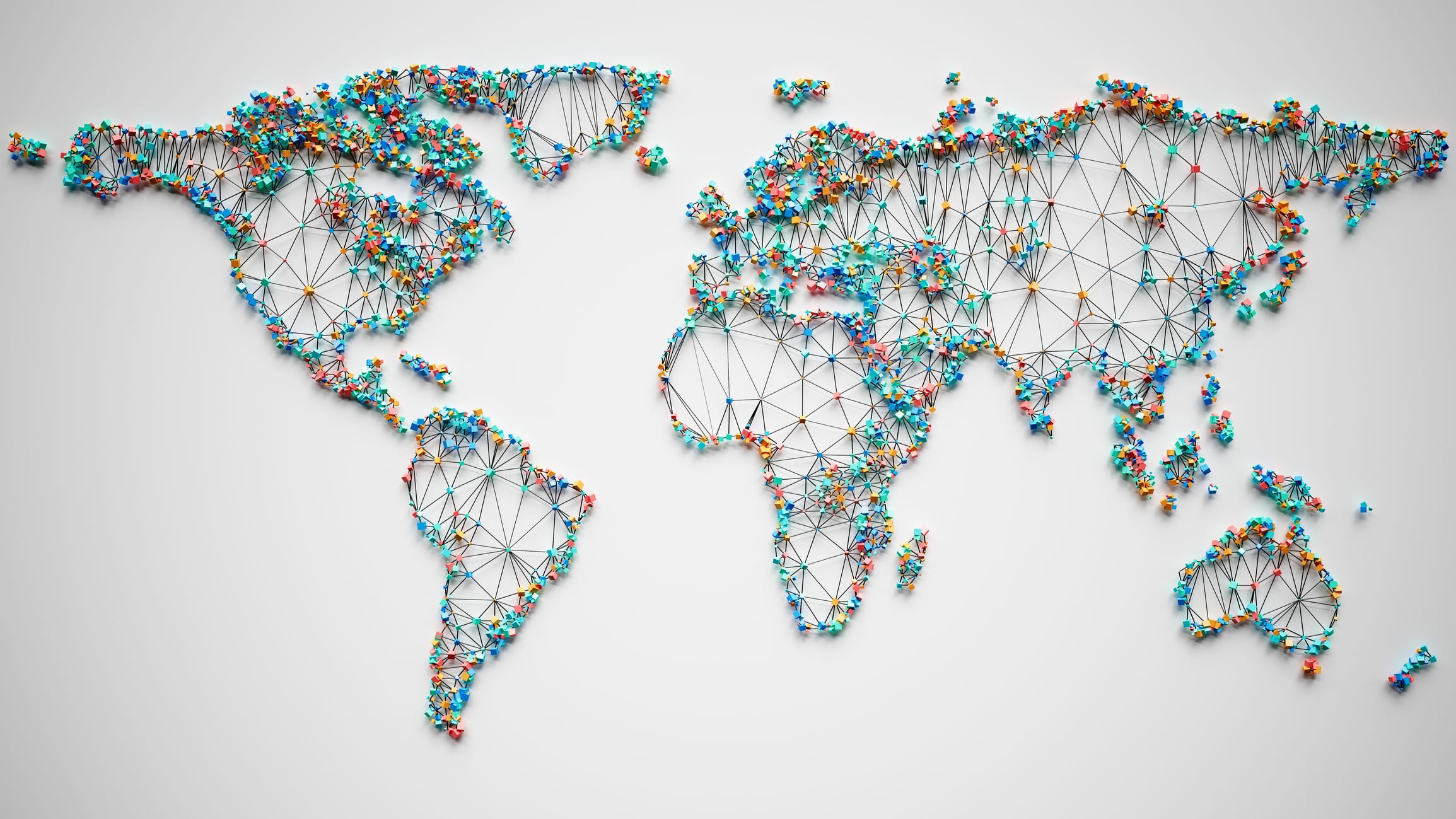 Abstract Polygonal World Map With Connections